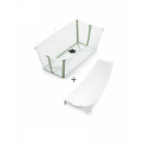 Stokke Flexi Bath Transparant Green bundel = opvouwbaar baby badje met Newborn Support