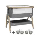 Topmark Co-Sleeper Cozee Oak Charcoal met Wielen