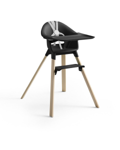 Stokke Clikk kinderstoel Black Natural inclusief eetblad en gordel | BabyPlanet