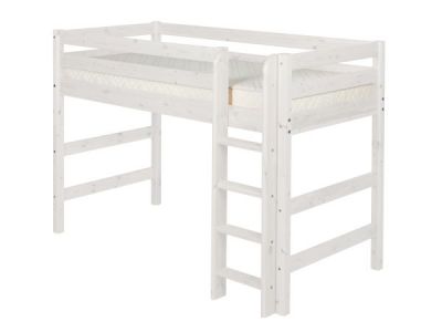 Flexa bed  Classic  verhoogd - halfhoog met rechte ladder white wash