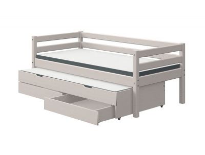 Flexa Classic bedbank met onderschuifbed en 2 lades grijs online kopen? | BabyPlanet