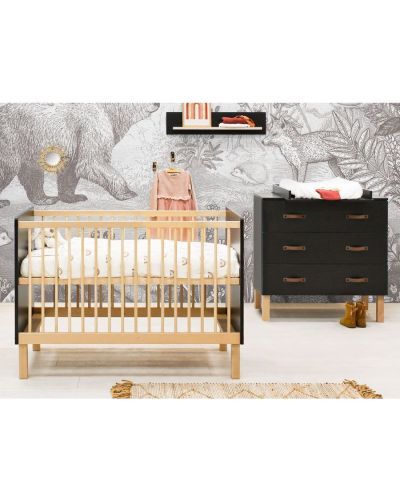 Bopita 2 delige Babykamer Floris Mat Zwart/Naturel