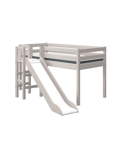 Flexa Classic Halfhoogslaper met  platform en glijbaan Grey wash online kopen? | BabyPlanet