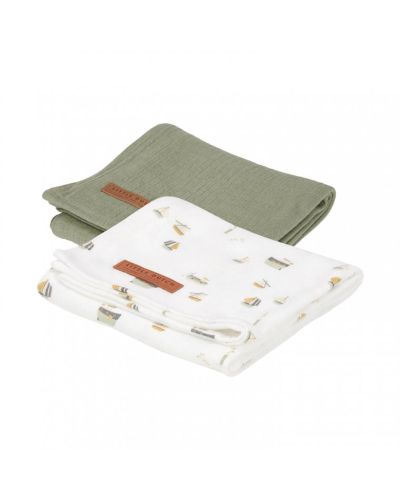 Little Dutch Hydrofiel Pure Olive - Sailors Bay White 70 x 70