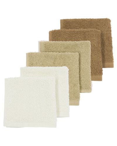 Meyco Monddoekjes Basic Badstof Offwhite/Sand/Toffee 6-pack