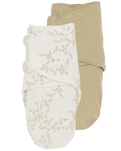 Meyco Inbakerdoek SwaddleMe Branches/Uni-Sand 0-3 mnd 2-pack