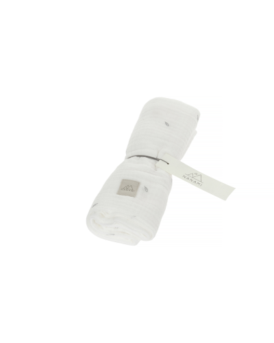 Nanami Luierdoek 60 x 60 Leaf Print Offwhite - Grey