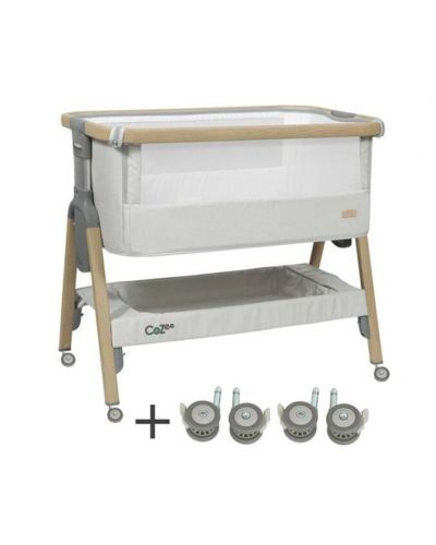 Topmark Co-Sleeper Cozee Oak Silver met Wielen