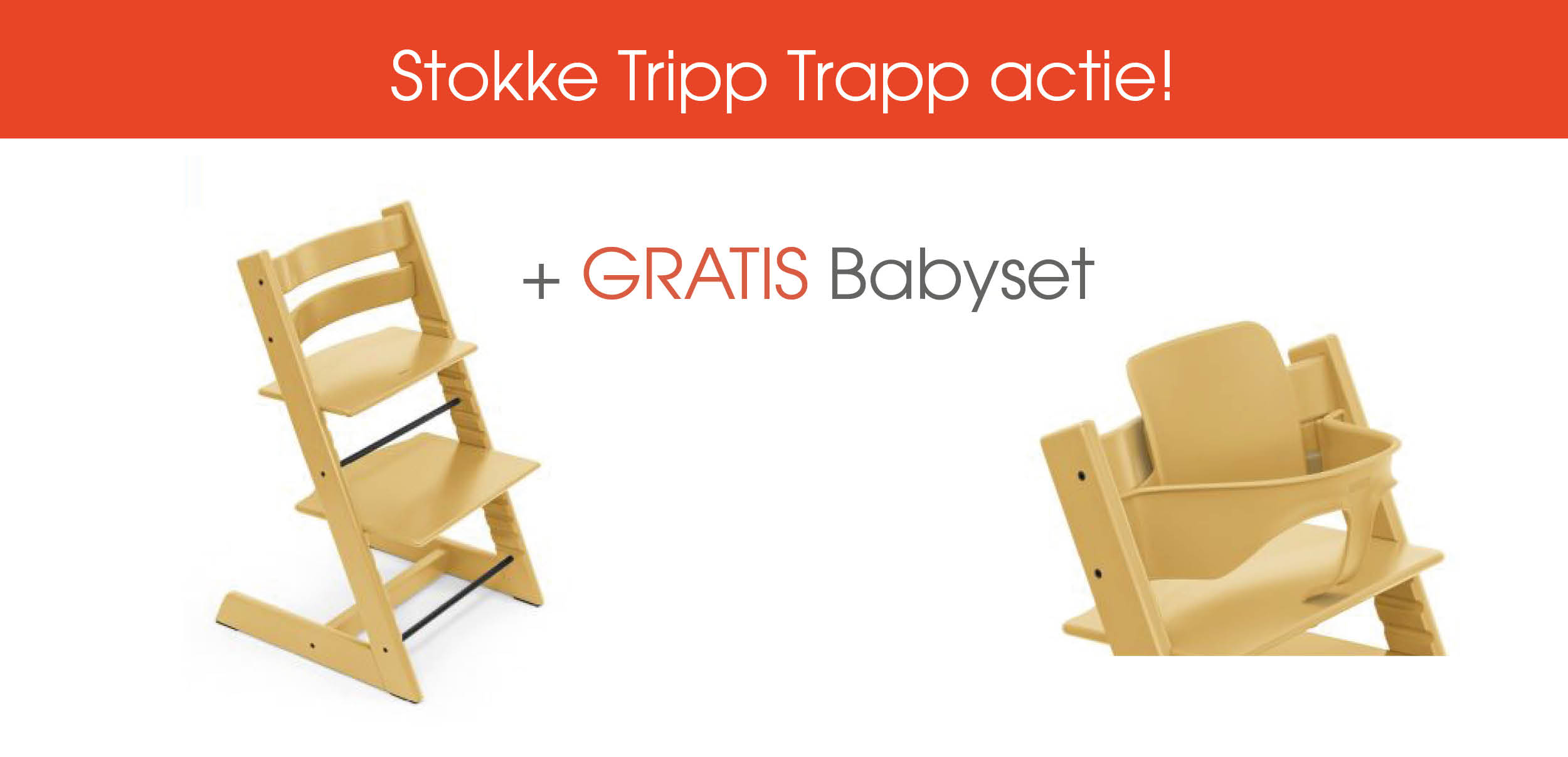 Ontvang een gratis bijpassende babyset bij een Stokke Tripp Trapp Sunflower Yellow